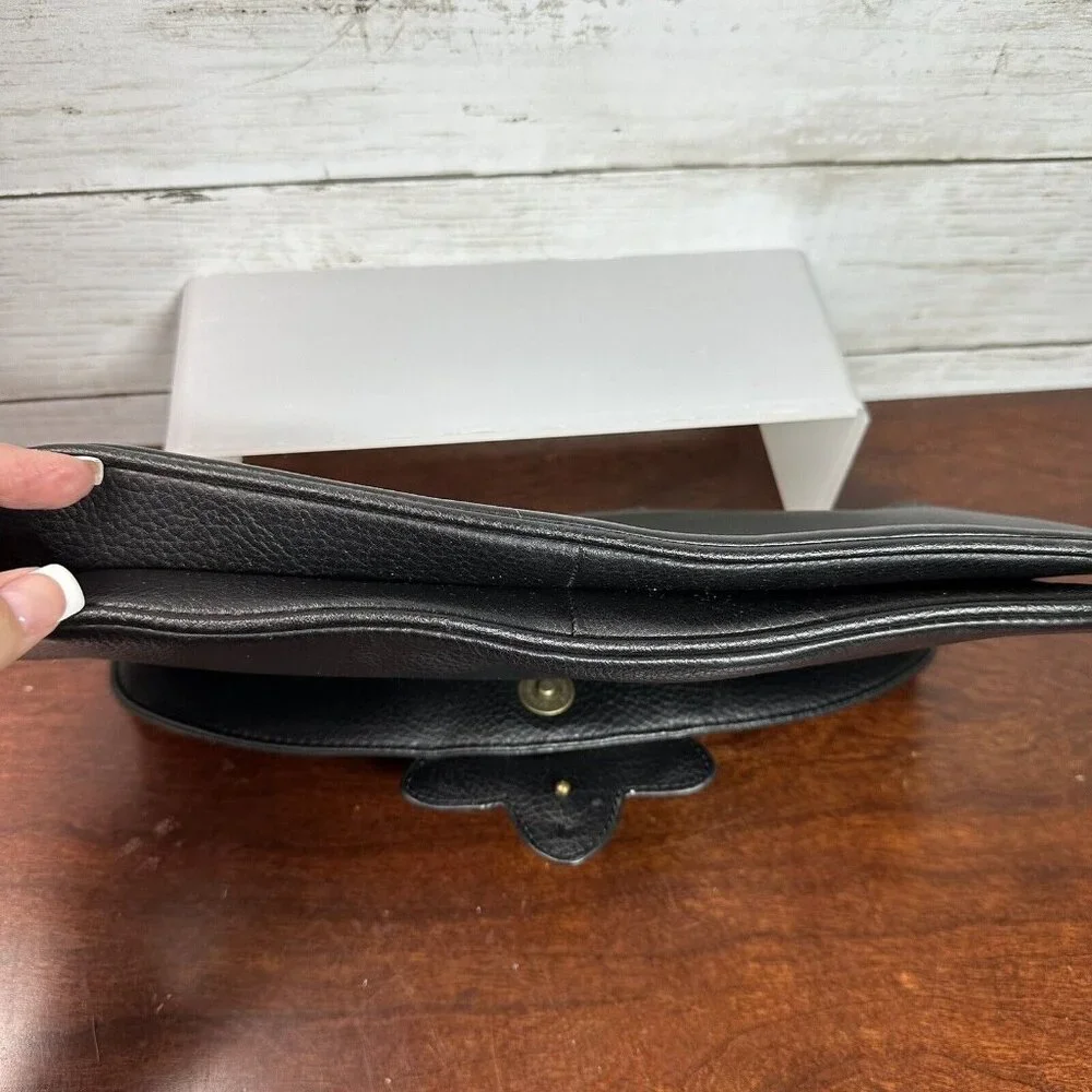 Coldwater Creek Women's Boho Leather Metal Cane Flower Clutch Bag Black Tan NWOT